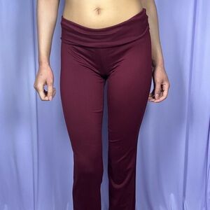 Burgundy Flared Leggings | Low-Rise Yoga Pants | Size 00